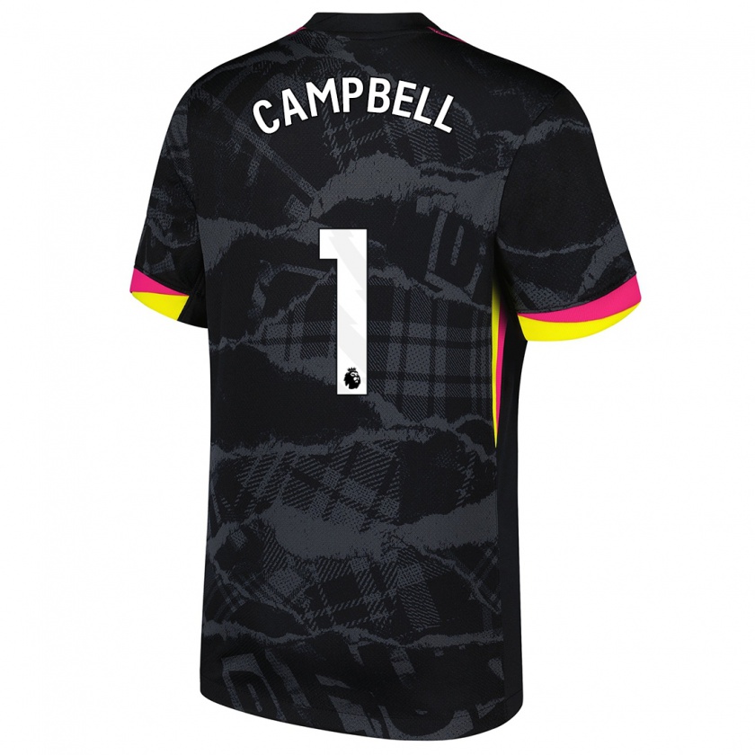 Kandiny Niño Camiseta Luke Campbell #1 Negro Rosa Equipación Tercera 2024/25 La Camisa Chile