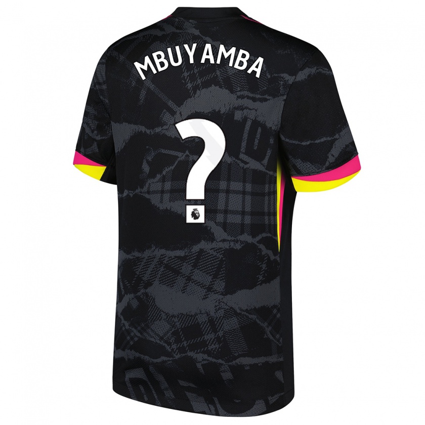 Kandiny Niño Camiseta Xavier Mbuyamba #0 Negro Rosa Equipación Tercera 2024/25 La Camisa Chile