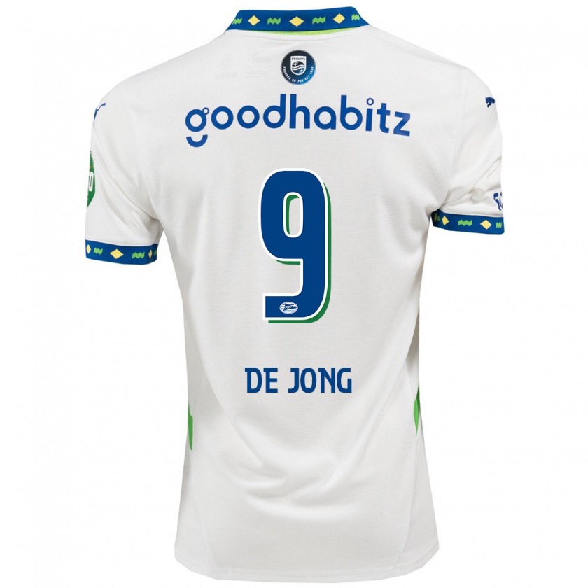 Kandiny Niño Camiseta Luuk De Jong #9 Blanco Azul Oscuro Equipación Tercera 2024/25 La Camisa Chile