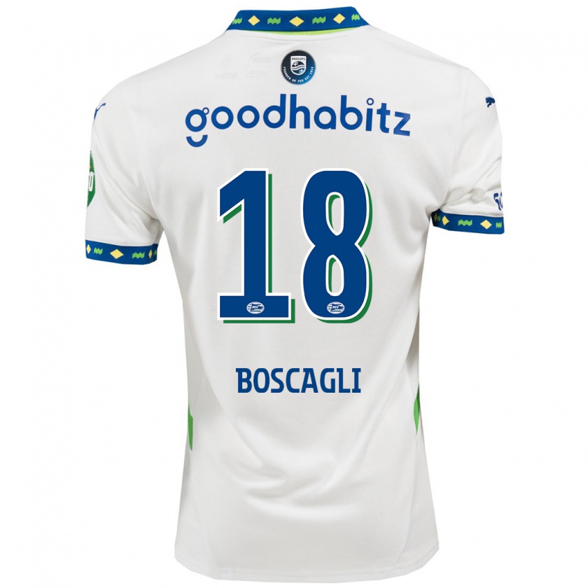 Kandiny Niño Camiseta Olivier Boscagli #18 Blanco Azul Oscuro Equipación Tercera 2024/25 La Camisa Chile