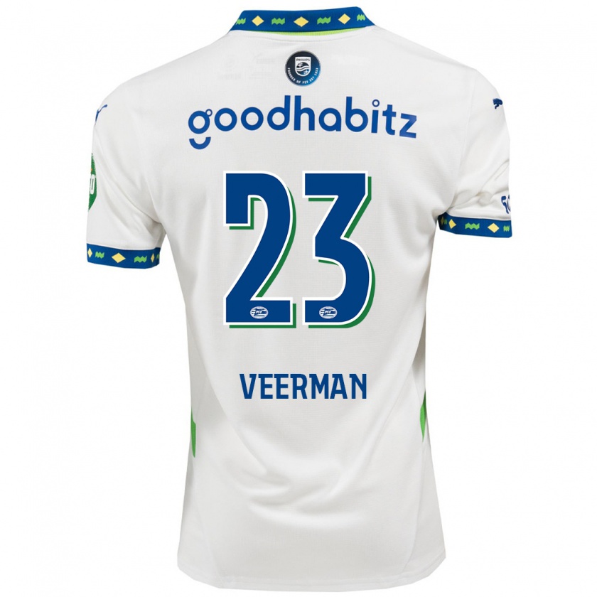 Kandiny Niño Camiseta Joey Veerman #23 Blanco Azul Oscuro Equipación Tercera 2024/25 La Camisa Chile