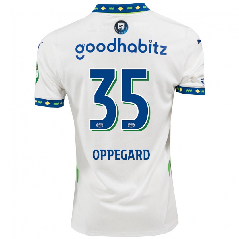 Kandiny Niño Camiseta Fredrik Oppegård #35 Blanco Azul Oscuro Equipación Tercera 2024/25 La Camisa Chile