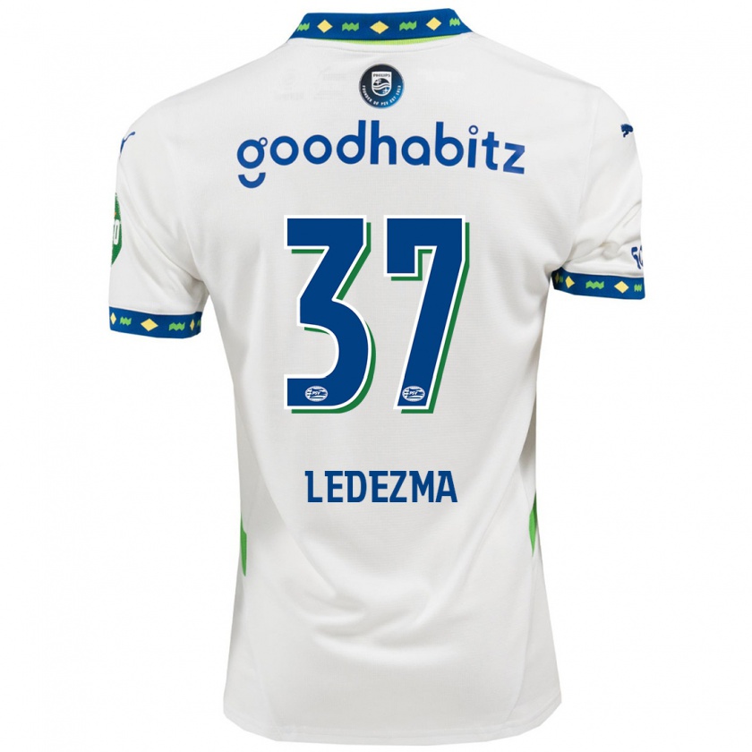 Kandiny Niño Camiseta Richard Ledezma #37 Blanco Azul Oscuro Equipación Tercera 2024/25 La Camisa Chile