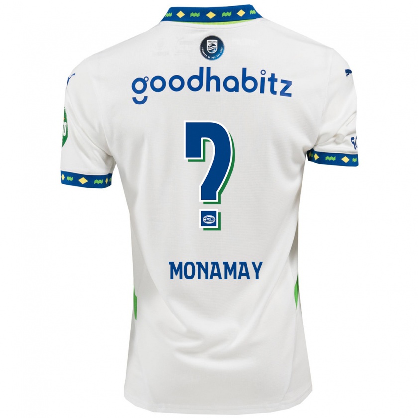 Kandiny Niño Camiseta Madi Monamay #0 Blanco Azul Oscuro Equipación Tercera 2024/25 La Camisa Chile