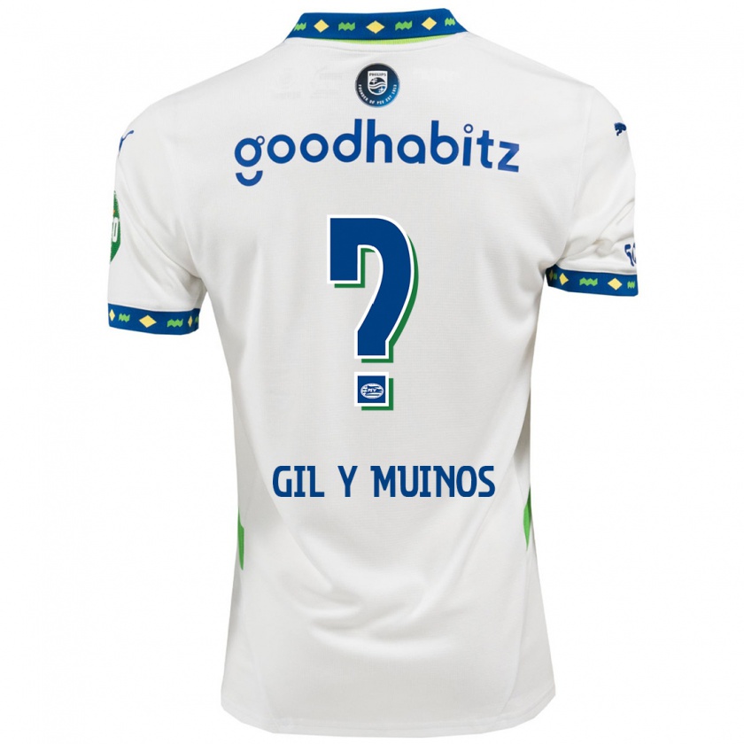 Kandiny Niño Camiseta Yaël Gil Y Muiños #0 Blanco Azul Oscuro Equipación Tercera 2024/25 La Camisa Chile