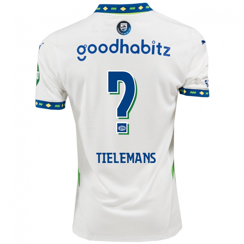 Kandiny Niño Camiseta Mathijs Tielemans #0 Blanco Azul Oscuro Equipación Tercera 2024/25 La Camisa Chile