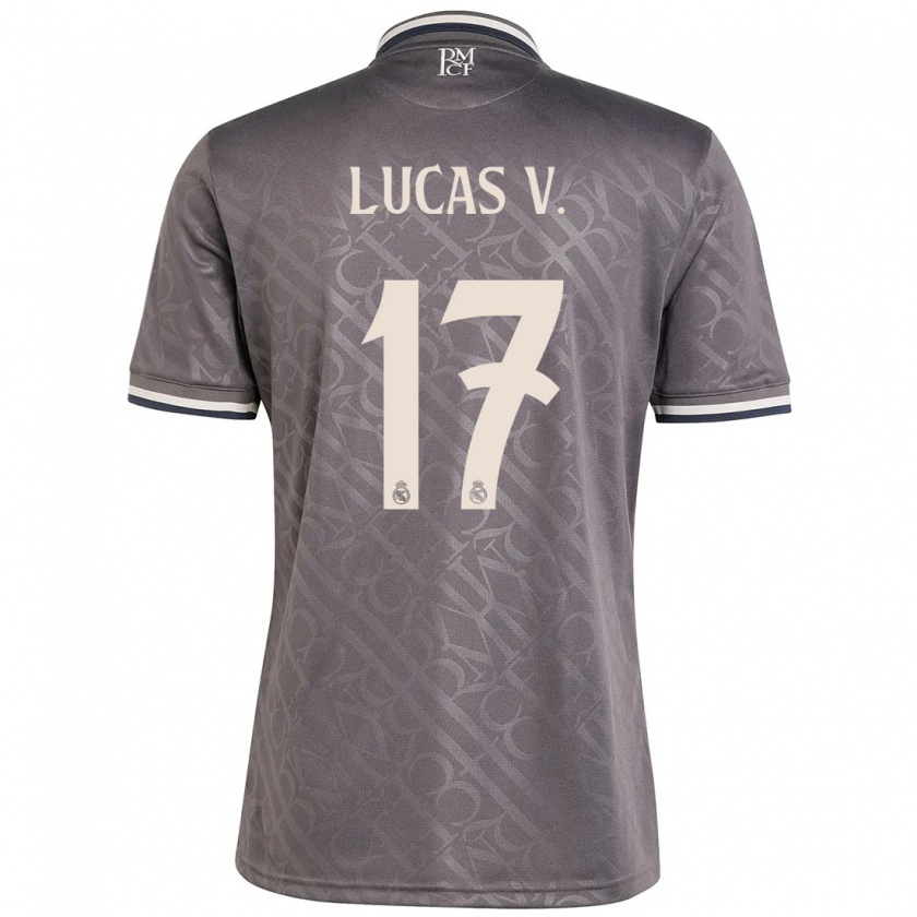 Kandiny Niño Camiseta Lucas Vázquez #17 Carbón Equipación Tercera 2024/25 La Camisa Chile