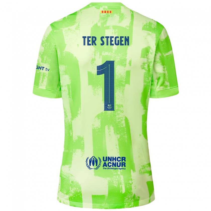 Kandiny Niño Camiseta Marc-André Ter Stegen #1 Lima Equipación Tercera 2024/25 La Camisa Chile