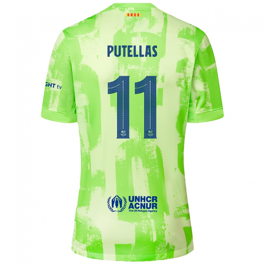 Kandiny Niño Camiseta Alexia Putellas #11 Lima Equipación Tercera 2024/25 La Camisa Chile