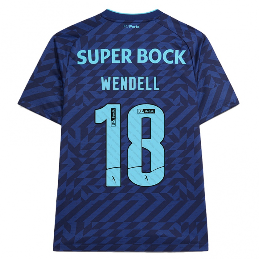 Kandiny Niño Camiseta Wendell #18 Azul Marino Equipación Tercera 2024/25 La Camisa Chile