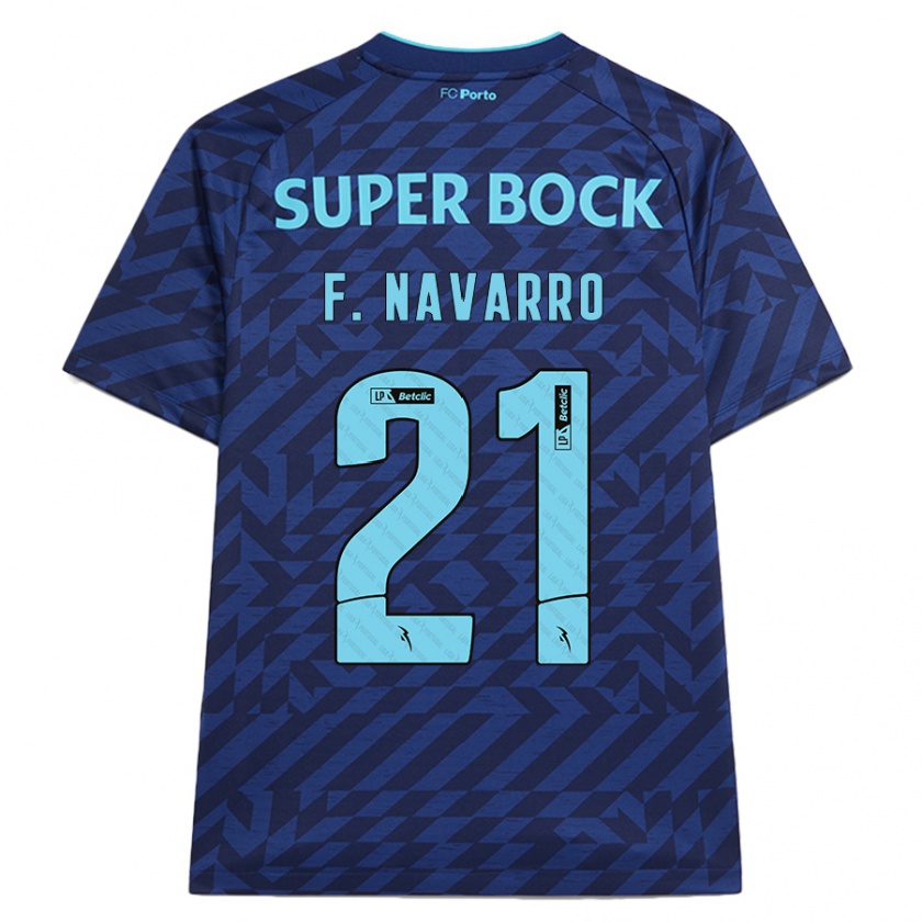 Kandiny Niño Camiseta Fran Navarro #21 Azul Marino Equipación Tercera 2024/25 La Camisa Chile