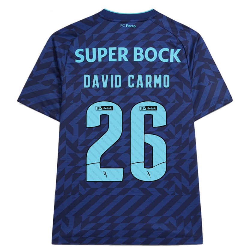 Kandiny Niño Camiseta David Carmo #26 Azul Marino Equipación Tercera 2024/25 La Camisa Chile