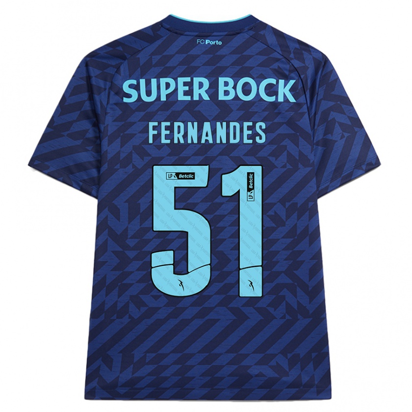 Kandiny Niño Camiseta Diogo Fernandes #51 Azul Marino Equipación Tercera 2024/25 La Camisa Chile