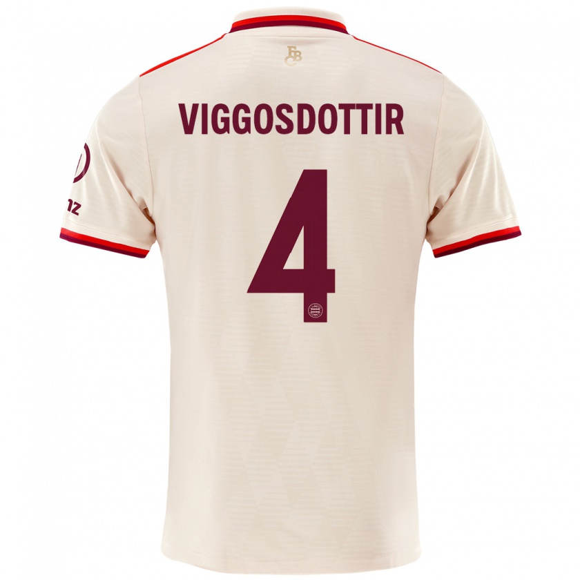 Kandiny Niño Camiseta Glódís Perla Viggósdóttir #4 Lino Equipación Tercera 2024/25 La Camisa Chile