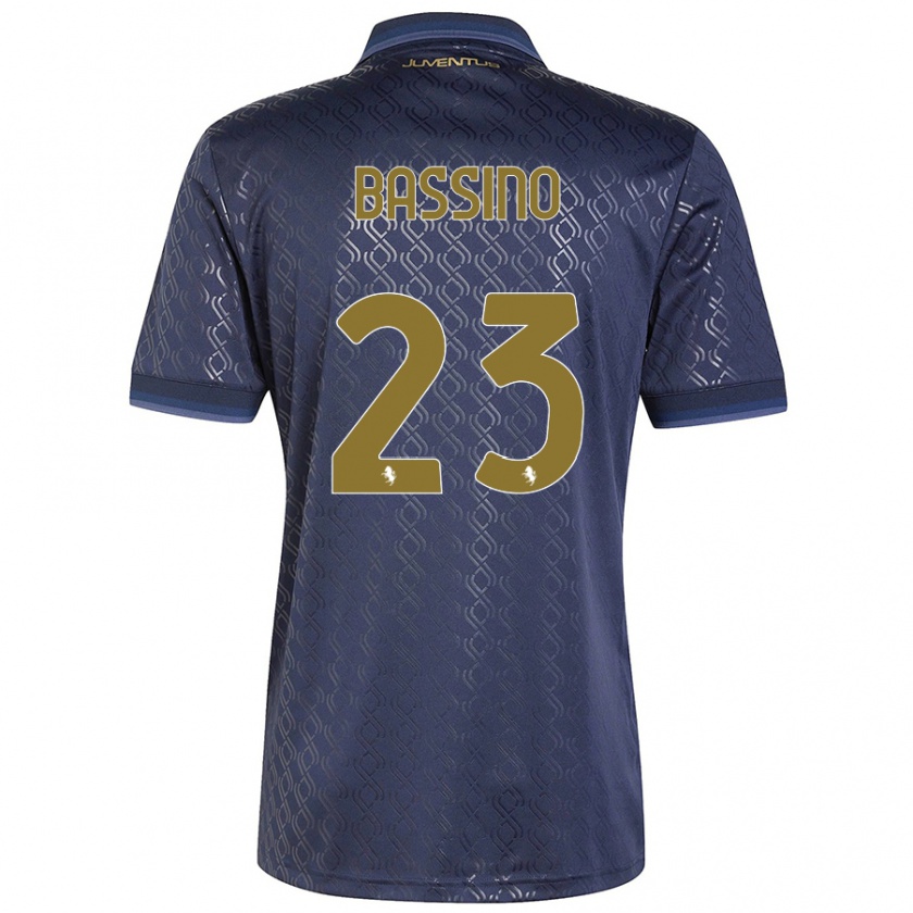 Kandiny Niño Camiseta Alessandro Bassino #23 Azul Marino Equipación Tercera 2024/25 La Camisa Chile