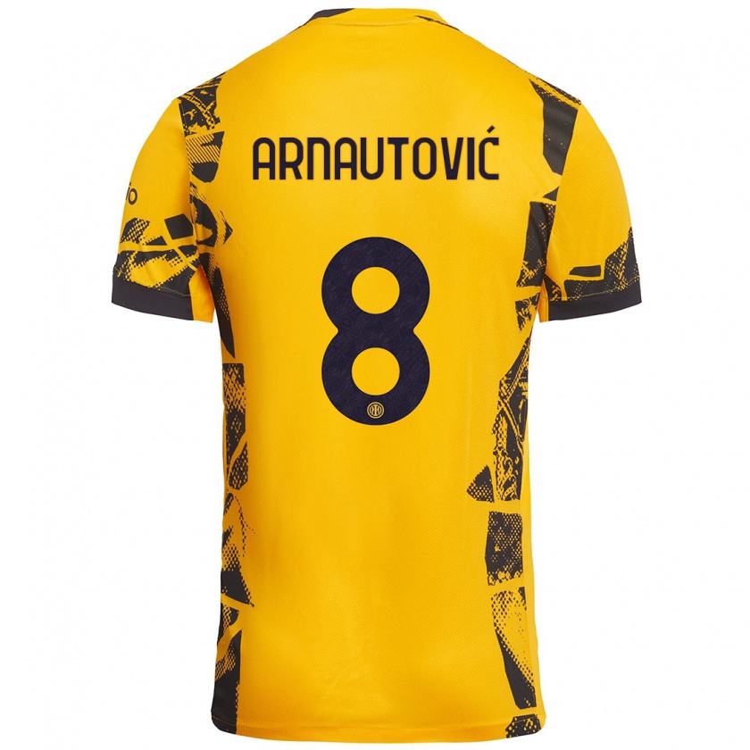 Kandiny Niño Camiseta Marko Arnautovic #8 Dorado Negro Equipación Tercera 2024/25 La Camisa Chile