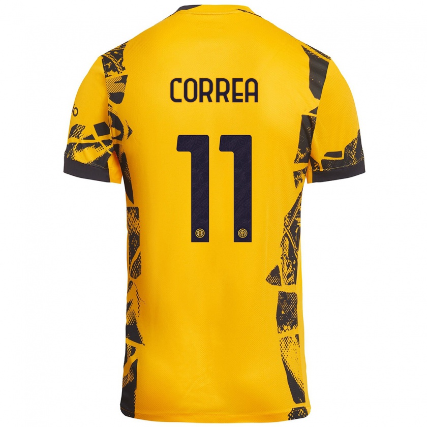 Kandiny Niño Camiseta Joaquín Correa #11 Dorado Negro Equipación Tercera 2024/25 La Camisa Chile