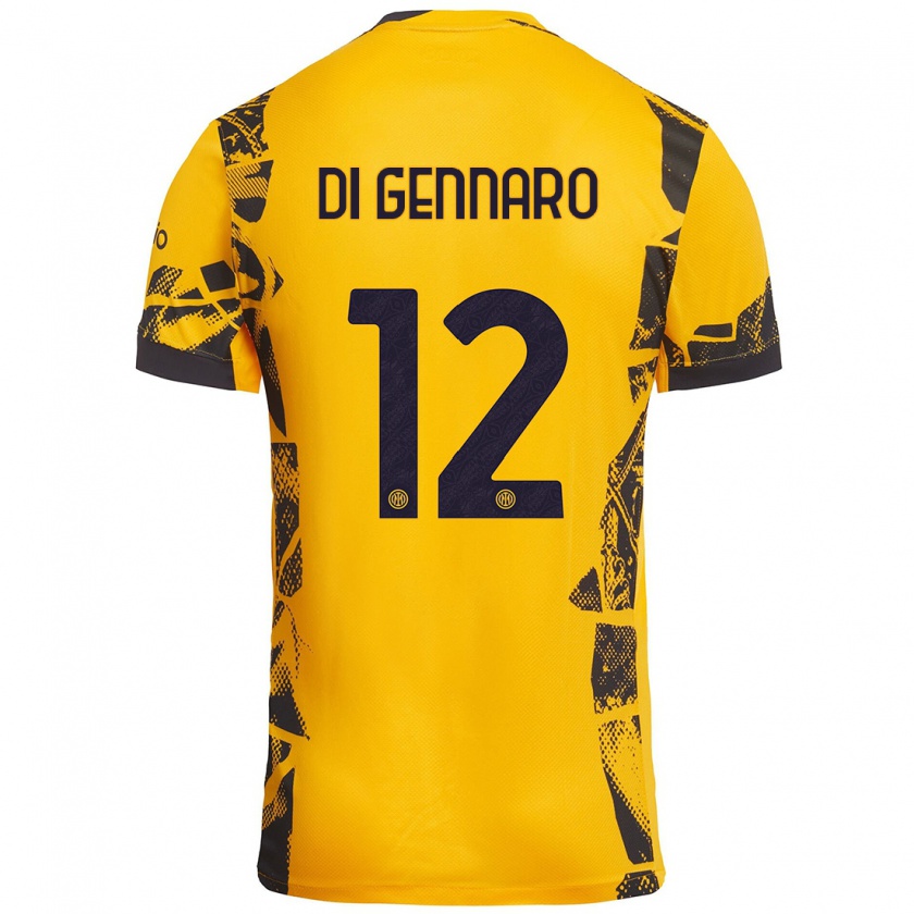 Kandiny Niño Camiseta Raffaele Di Gennaro #12 Dorado Negro Equipación Tercera 2024/25 La Camisa Chile