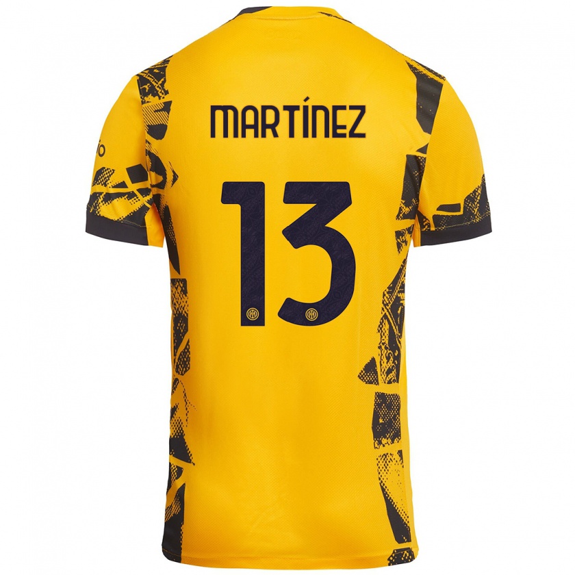 Kandiny Niño Camiseta Josep Martínez #13 Dorado Negro Equipación Tercera 2024/25 La Camisa Chile