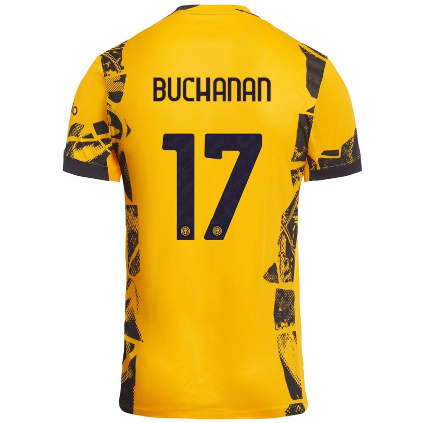 Kandiny Niño Camiseta Tajon Buchanan #17 Dorado Negro Equipación Tercera 2024/25 La Camisa Chile