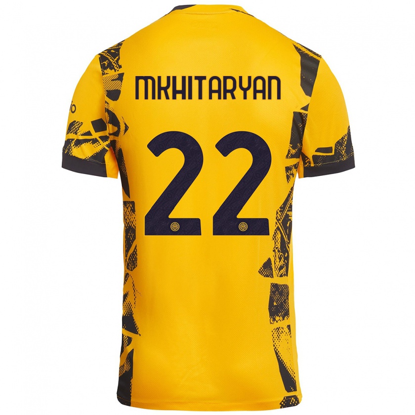 Kandiny Niño Camiseta Henrikh Mkhitaryan #22 Dorado Negro Equipación Tercera 2024/25 La Camisa Chile