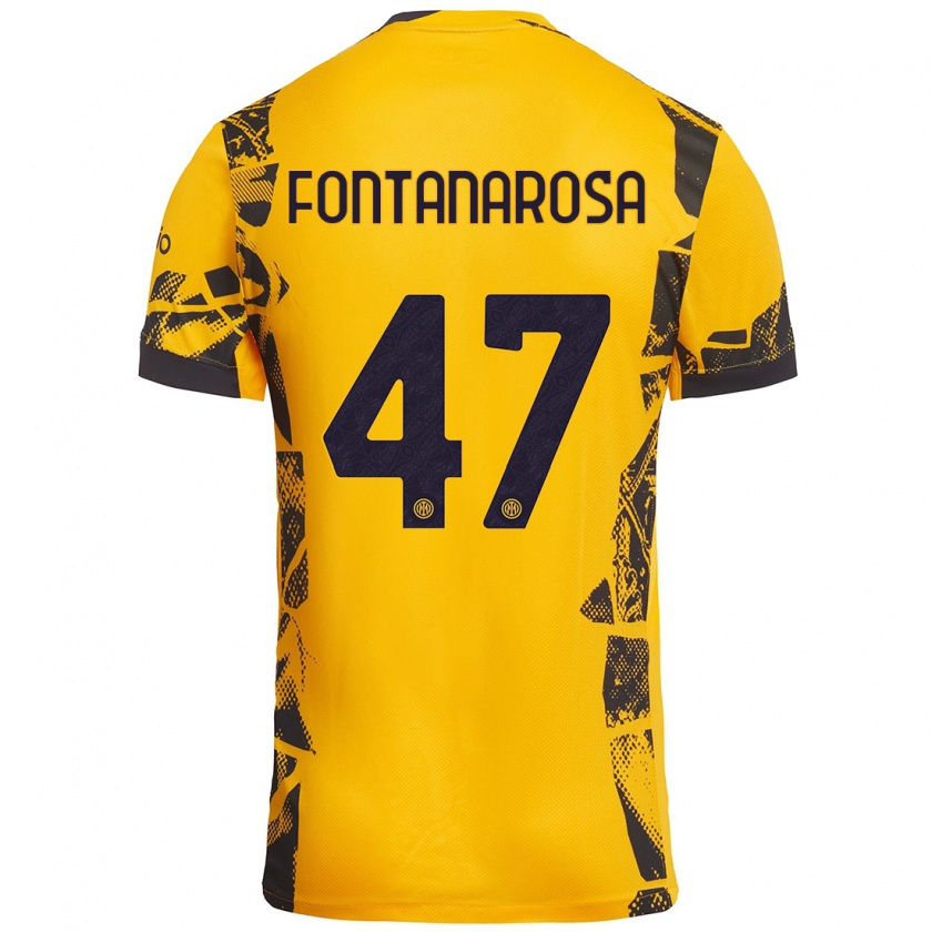 Kandiny Niño Camiseta Alessandro Fontanarosa #47 Dorado Negro Equipación Tercera 2024/25 La Camisa Chile