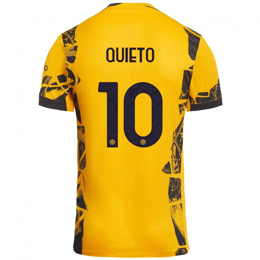 Kandiny Niño Camiseta Daniele Quieto #10 Dorado Negro Equipación Tercera 2024/25 La Camisa Chile