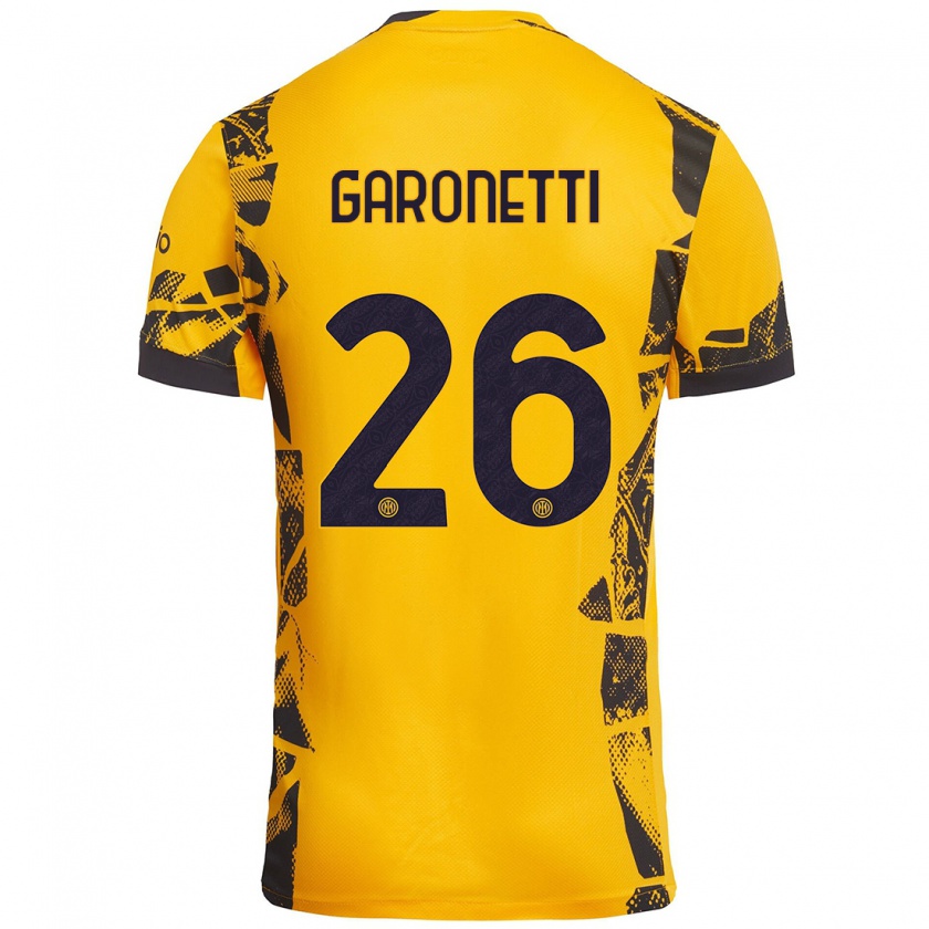 Kandiny Niño Camiseta Gabriele Garonetti #26 Dorado Negro Equipación Tercera 2024/25 La Camisa Chile