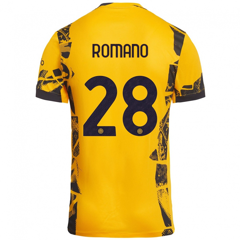 Kandiny Niño Camiseta Thiago Romano #28 Dorado Negro Equipación Tercera 2024/25 La Camisa Chile