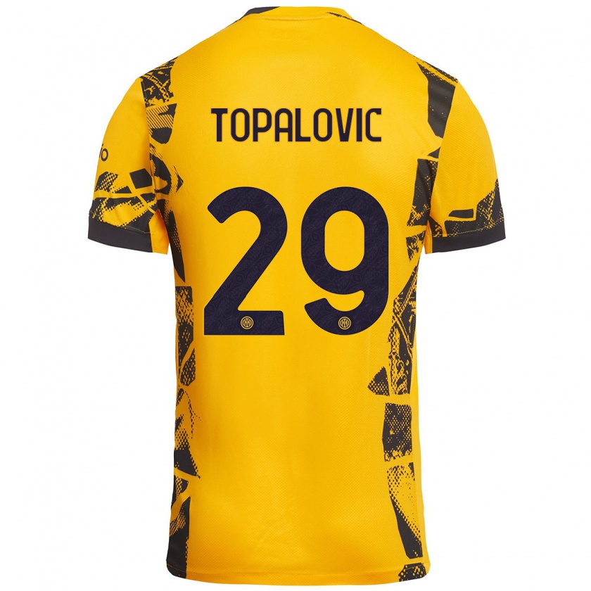 Kandiny Niño Camiseta Luka Topalovic #29 Dorado Negro Equipación Tercera 2024/25 La Camisa Chile