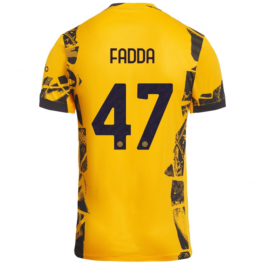 Kandiny Niño Camiseta Paola Fadda #47 Dorado Negro Equipación Tercera 2024/25 La Camisa Chile