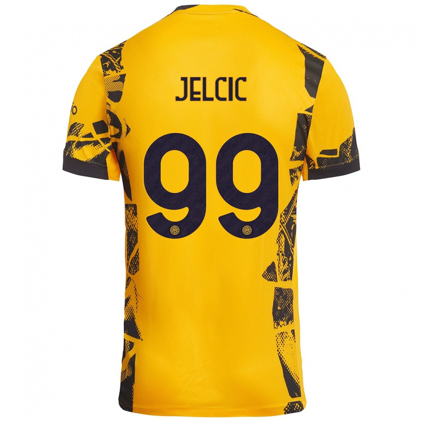 Kandiny Niño Camiseta Maja Jelčić #99 Dorado Negro Equipación Tercera 2024/25 La Camisa Chile