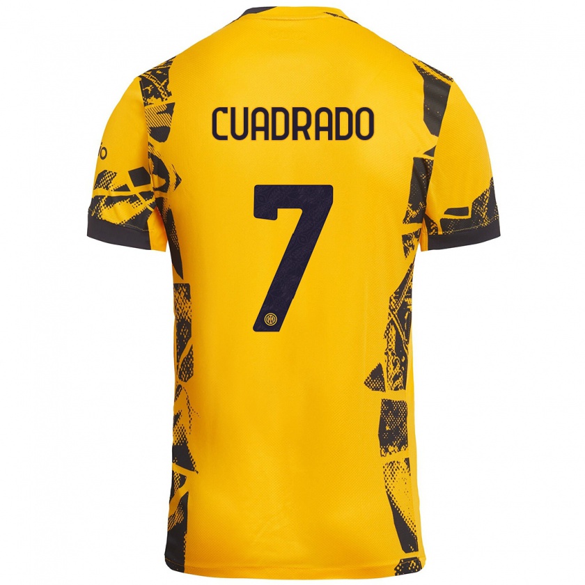 Kandiny Niño Camiseta Juan Cuadrado #7 Dorado Negro Equipación Tercera 2024/25 La Camisa Chile