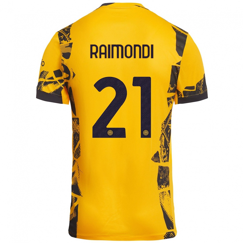 Kandiny Niño Camiseta Paolo Raimondi #21 Dorado Negro Equipación Tercera 2024/25 La Camisa Chile