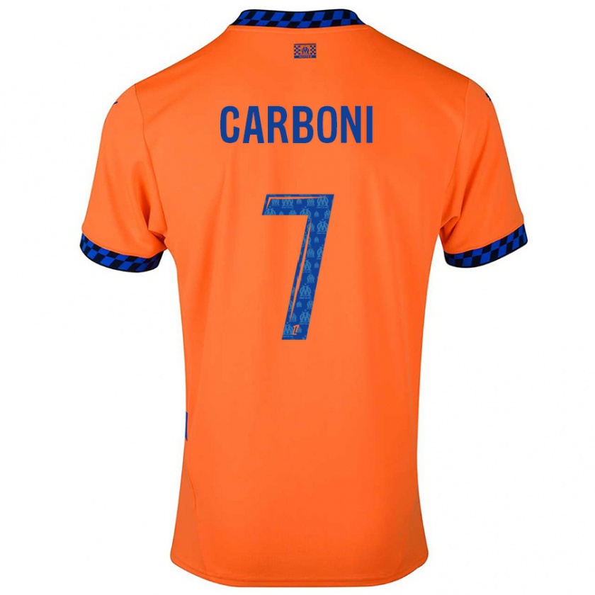 Kandiny Niño Camiseta Valentín Carboni #7 Naranja Azul Oscuro Equipación Tercera 2024/25 La Camisa Chile