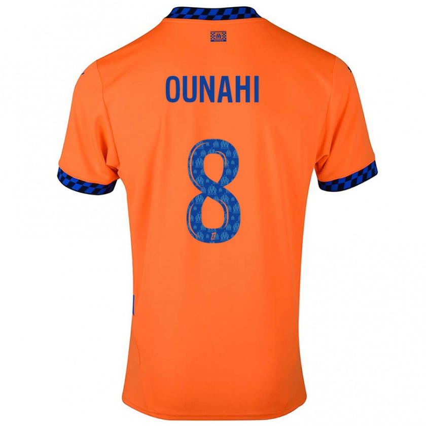 Kandiny Niño Camiseta Azzedine Ounahi #8 Naranja Azul Oscuro Equipación Tercera 2024/25 La Camisa Chile