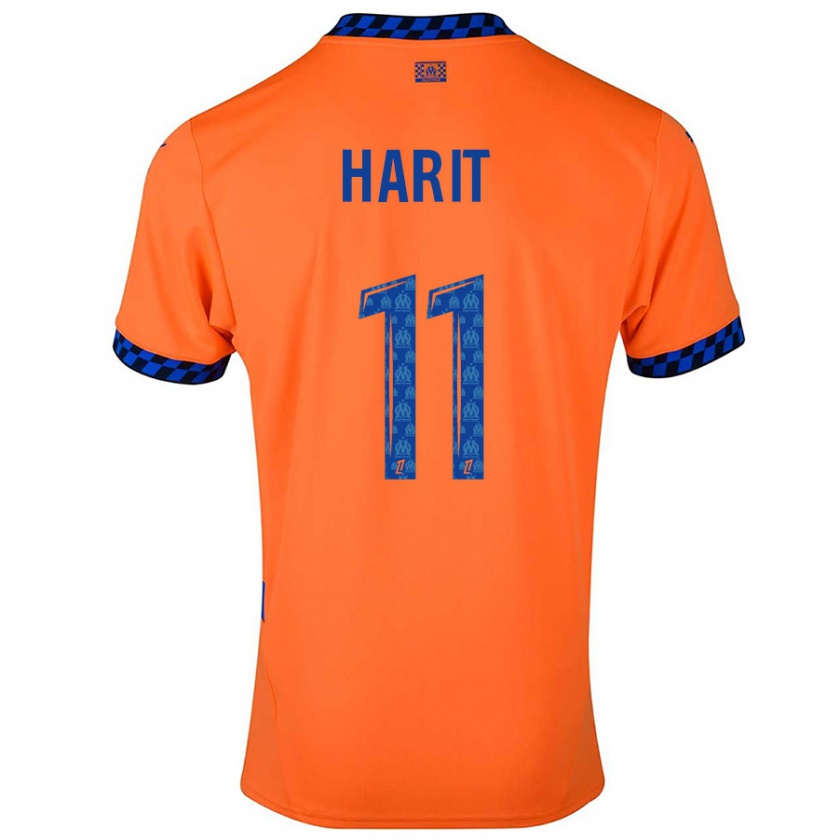 Kandiny Niño Camiseta Amine Harit #11 Naranja Azul Oscuro Equipación Tercera 2024/25 La Camisa Chile