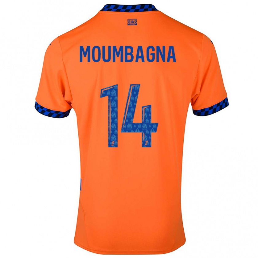 Kandiny Niño Camiseta Faris Moumbagna #14 Naranja Azul Oscuro Equipación Tercera 2024/25 La Camisa Chile