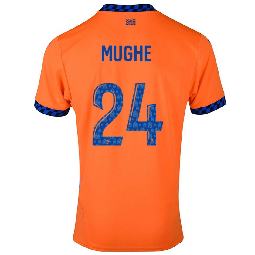 Kandiny Niño Camiseta François Mughe #24 Naranja Azul Oscuro Equipación Tercera 2024/25 La Camisa Chile