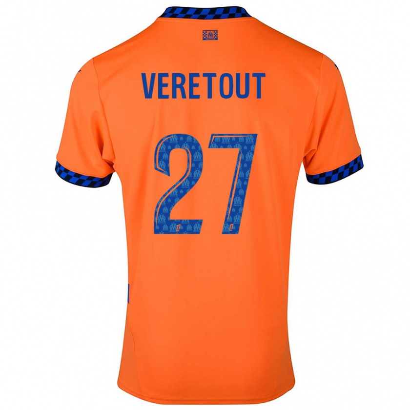 Kandiny Niño Camiseta Jordan Veretout #27 Naranja Azul Oscuro Equipación Tercera 2024/25 La Camisa Chile