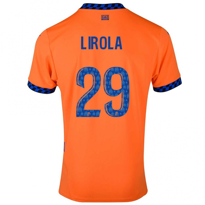 Kandiny Niño Camiseta Pol Lirola #29 Naranja Azul Oscuro Equipación Tercera 2024/25 La Camisa Chile