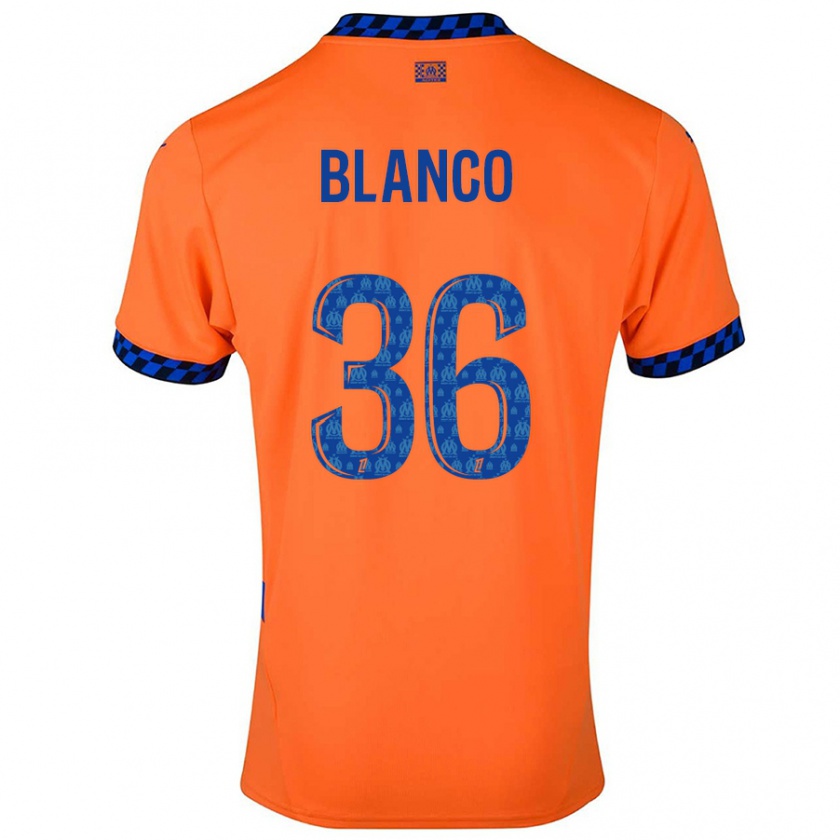 Kandiny Niño Camiseta Rubén Blanco #36 Naranja Azul Oscuro Equipación Tercera 2024/25 La Camisa Chile