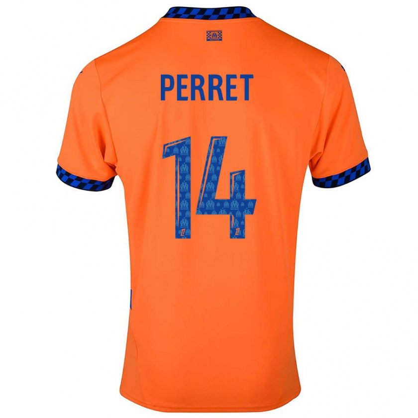 Kandiny Niño Camiseta Jenny Perret #14 Naranja Azul Oscuro Equipación Tercera 2024/25 La Camisa Chile