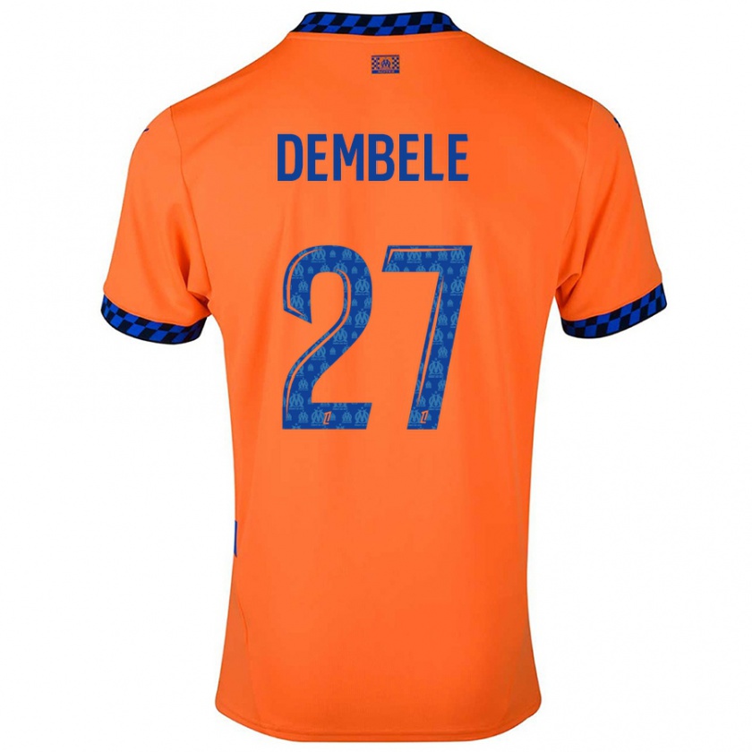 Kandiny Niño Camiseta Coumba Dembélé #27 Naranja Azul Oscuro Equipación Tercera 2024/25 La Camisa Chile