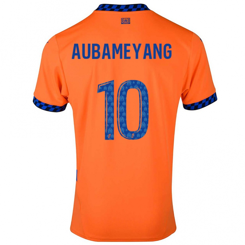 Kandiny Niño Camiseta Pierre-Emerick Aubameyang #10 Naranja Azul Oscuro Equipación Tercera 2024/25 La Camisa Chile