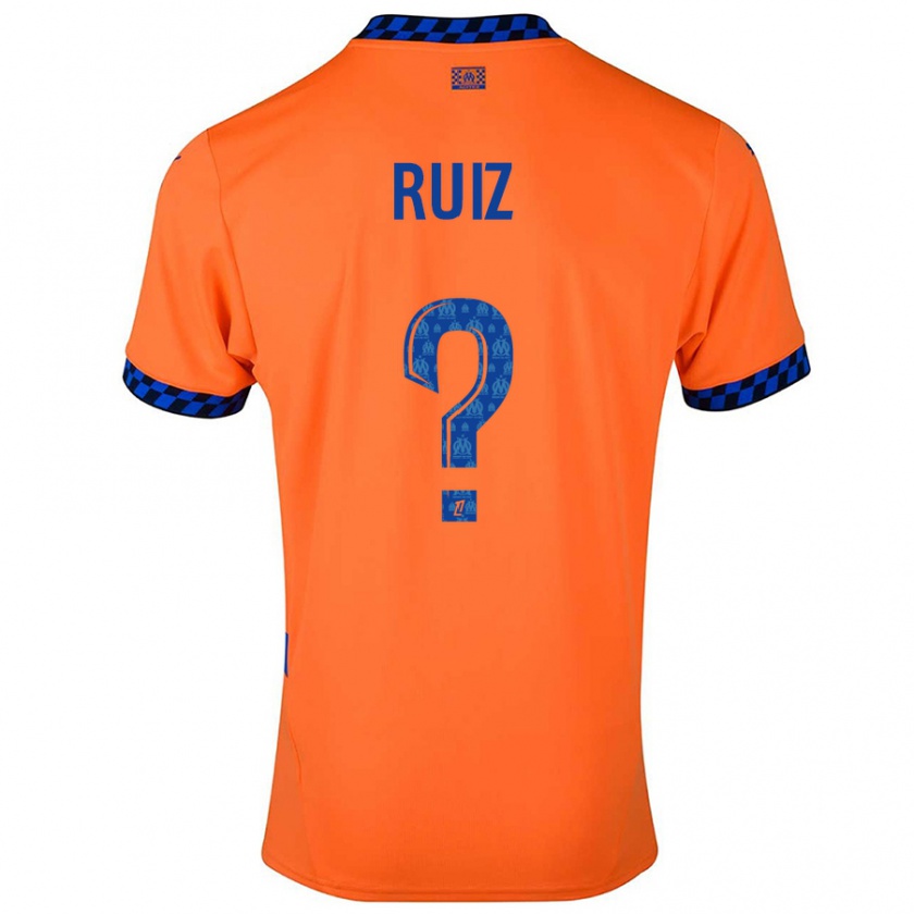 Kandiny Niño Camiseta Pedro Ruiz #0 Naranja Azul Oscuro Equipación Tercera 2024/25 La Camisa Chile