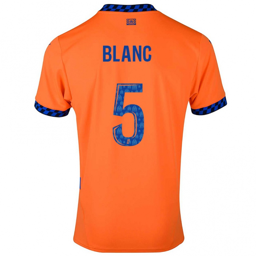 Kandiny Niño Camiseta Amandine Blanc #5 Naranja Azul Oscuro Equipación Tercera 2024/25 La Camisa Chile