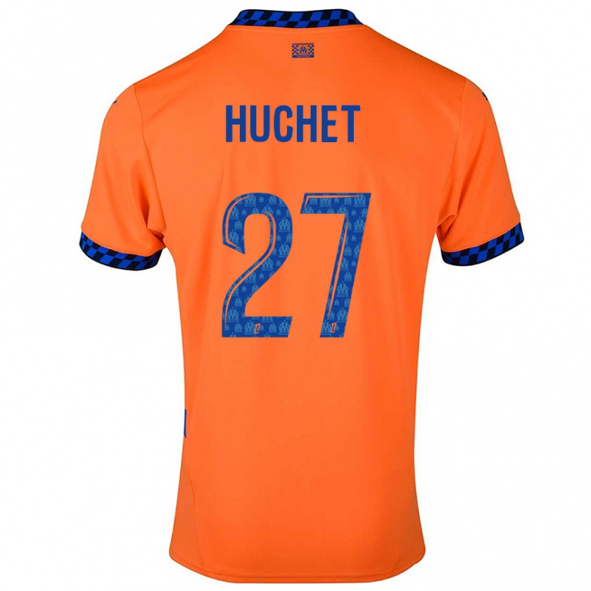 Kandiny Niño Camiseta Sarah Huchet #27 Naranja Azul Oscuro Equipación Tercera 2024/25 La Camisa Chile