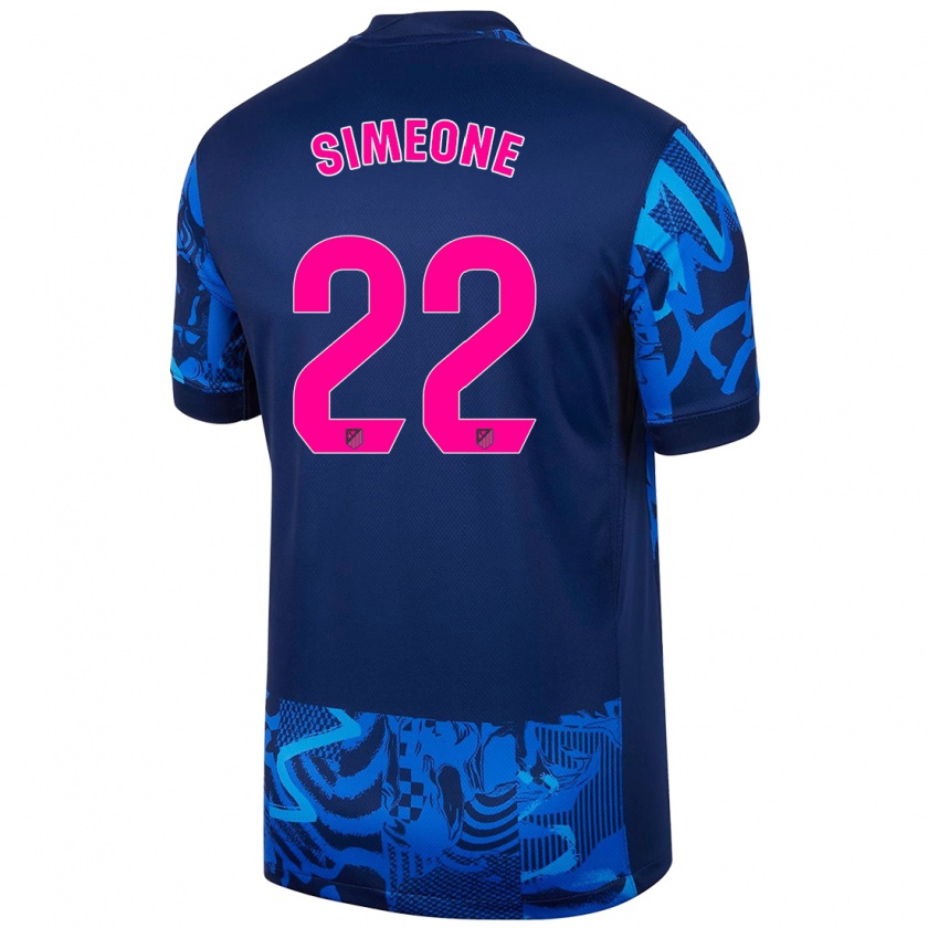 Kandiny Niño Camiseta Giuliano Simeone #22 Azul Real Equipación Tercera 2024/25 La Camisa Chile