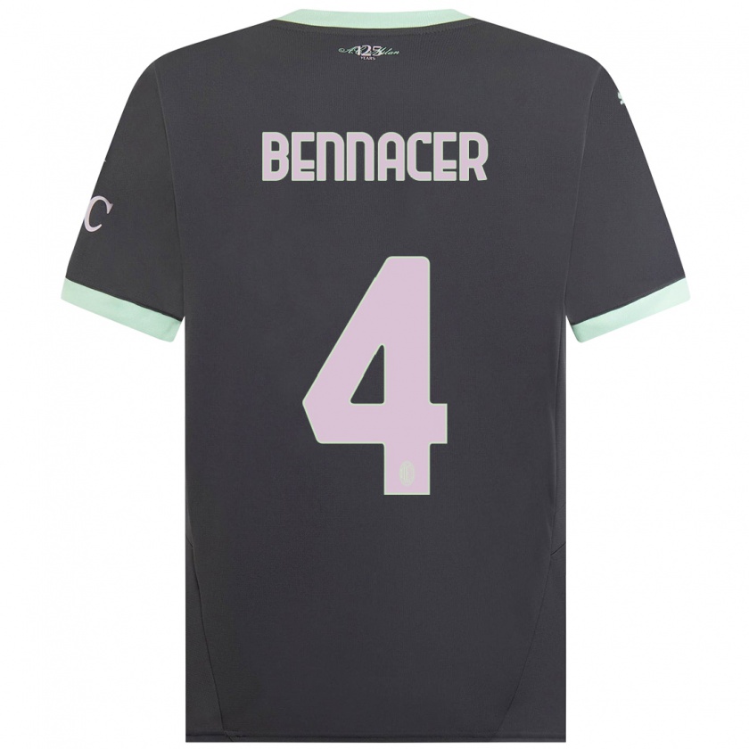 Kandiny Niño Camiseta Ismaël Bennacer #4 Gris Equipación Tercera 2024/25 La Camisa Chile